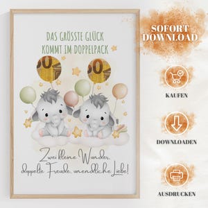 Regalo en efectivo por el nacimiento de gemelos | Regalo de dinero por nacimiento de gemelos | Idea de regalo nacimiento | Descargar PDF | Regalo de nacimiento para gemelos en dinero