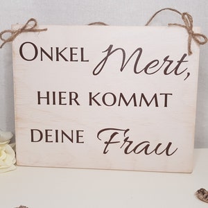 Sign "Here comes the bride" or desired text Wedding decoration | white | romantic | Wedding sign here comes the bride