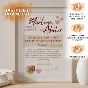 Personalized money gift for graduation, PDF/JPG for download, gift idea with name and saying for graduation / Abitur / money gift for graduation