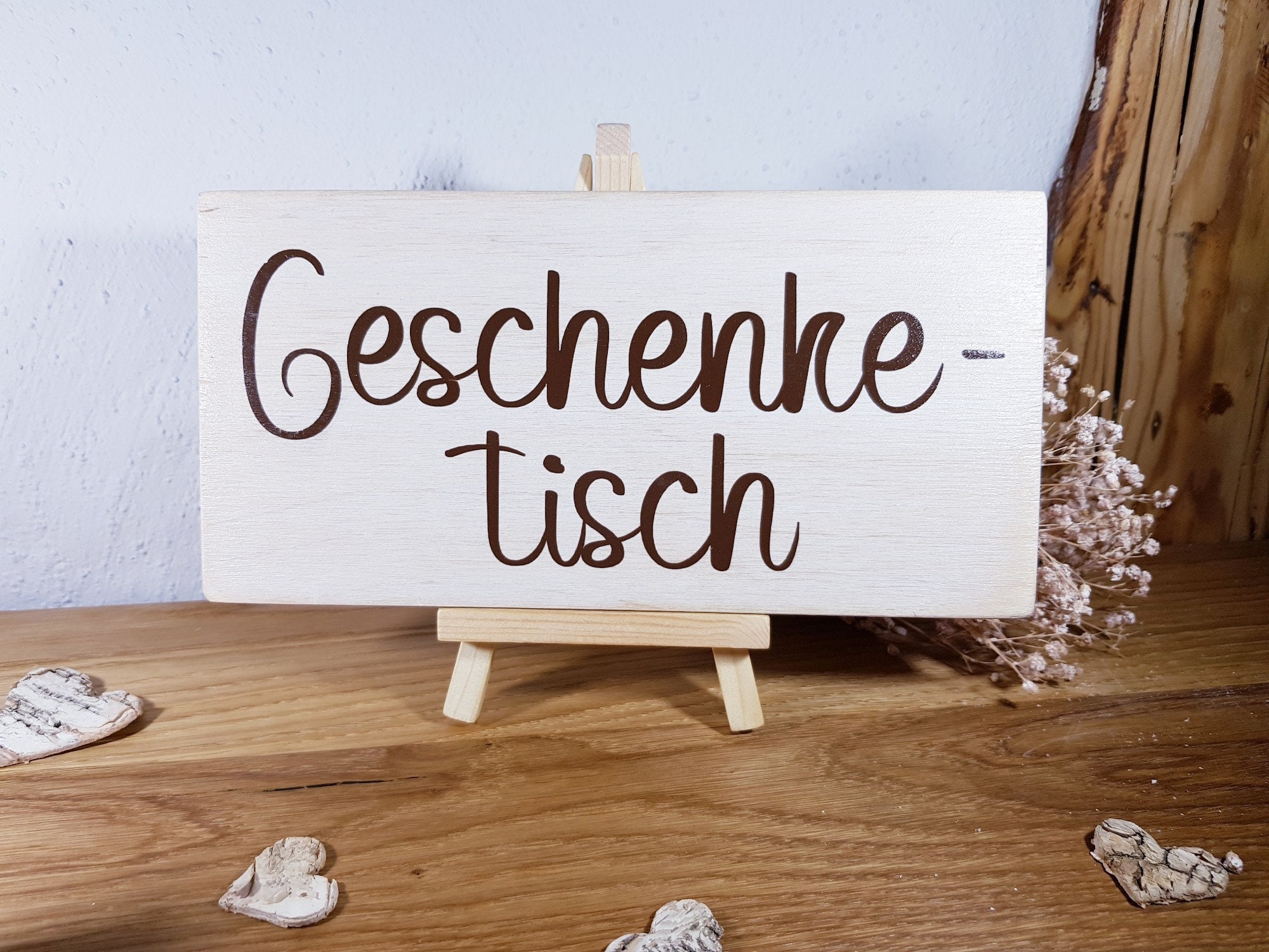 Schild Geschenketisch oder Wunschtext Holz Tischdeko Hochzeit rustikal