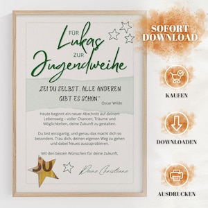 Personalisiertes Geldgeschenk zur Jugendweihe, PDF/JPG zum Download, Geschenkidee mit Namen und Spruch zur Jugendweihe / zum Erwachsenwerden