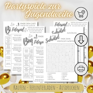 Party game Jugendweihe, games for Jugendweihe, easy to print, party games for Jugendweihe or party, Jugendweihe games, PDF download
