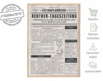 Personalized retirement gift – Funny retirement newspaper – Farewell gift for a colleague – Retirement gift idea as a download