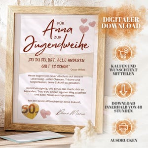 Personalisiertes Geldgeschenk zur Jugendweihe, PDF/JPG zum Download, Geschenkidee mit Namen und Spruch zur Jugendweihe / zum Erwachsenwerden