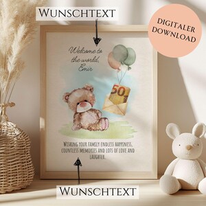 Nacimiento de regalo de dinero personalizado | Regalo de dinero de nacimiento | Idea de regalo de nacimiento | Descarga digital | Regalo de nacimiento por dinero | Pósters
