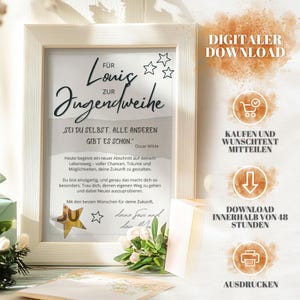 Personalisiertes Geldgeschenk zur Jugendweihe, PDF/JPG zum Download, Geschenkidee mit Namen und Spruch zur Jugendweihe / zum Erwachsenwerden