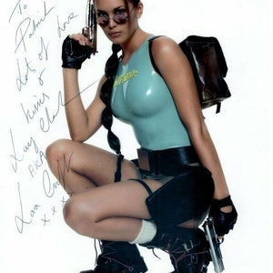 Lucy Clarkson Demeo signed 8x10 tomb raider lara croft photograph - to patrick