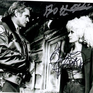 Bo Hopkins and Dolly Parton autographed signed 8x10 A Smoky Mountain Christmas photograph - to John