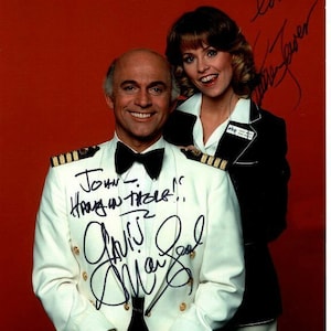 Gavin MacLeod and Lauren Tewes signed autographed 8x10 the love boat photograph - to john