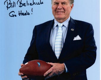 Bill Belichick autographed signed 8x10 North Carolina Tar Heels photograph - To Patrick