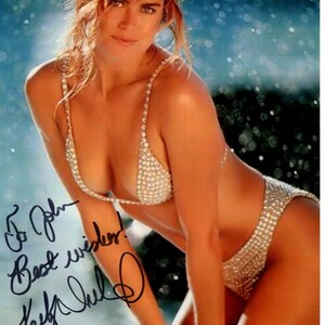 Kathy Ireland autographed signed 8x10 sexy bikini photograph - to john