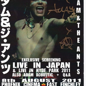 Adam Ant autographed signed 6x9 2011 tour japan promo card brochure - to eve