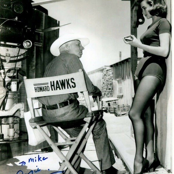 Angie Dickinson autographed signed w/ howard hawks 8x10 photograph - to mike