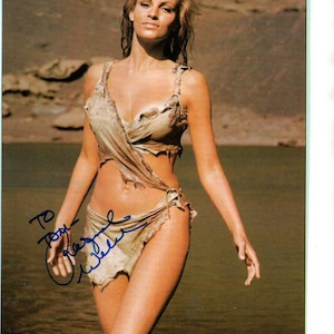 Raquel Welch autographed signed 8x11 One Million Years B.C. Loana magazine photograph - to Tom