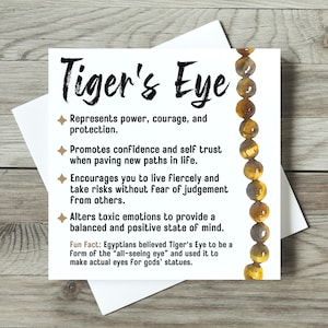 Carte de signification oeil de tigre aquarelle pour créateurs, carte de signification de pierre gemme, carte de signification cristal, cartes de pierre gemme aquarelle