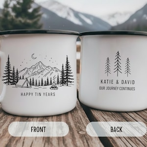Happy Tin Years Camp Mug, Tin Year Anniversary Mug, Customized Husband Gift, Personalized Anniversary Gift, Anniversary Gift for Wife