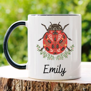 Ladybug Mug - Ladybug Gifts for Women - Lady Bug Gifts - Ladybug Coffee Cup - Personalized Name - Insect Mug