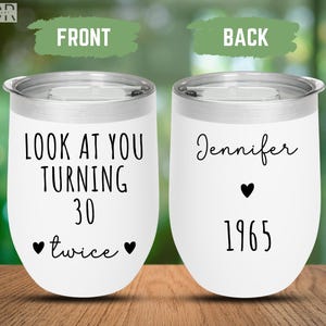 60th Birthday Gift for Women, 60th Birthday Wine Tumbler, Personalized Funny Gift 1965, Custom Tumbler for 60 Year Old Woman