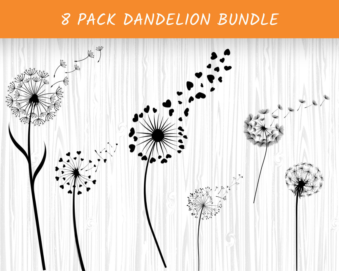 Dandelion Svg Bundle, Dandelion Svg, Dandelion Png, Clipart, Just Breathe Svg, Dandelion Blowing Svg, Dxf, Cut files for Cricut, Silhouette