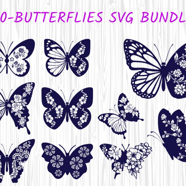 10 Floral Butterfly svg, Butterfly svg bundle, Layered Butterfly Bundle Cricut SVG Files, Butterflies, Butterfly Svg for Cricut Clipart