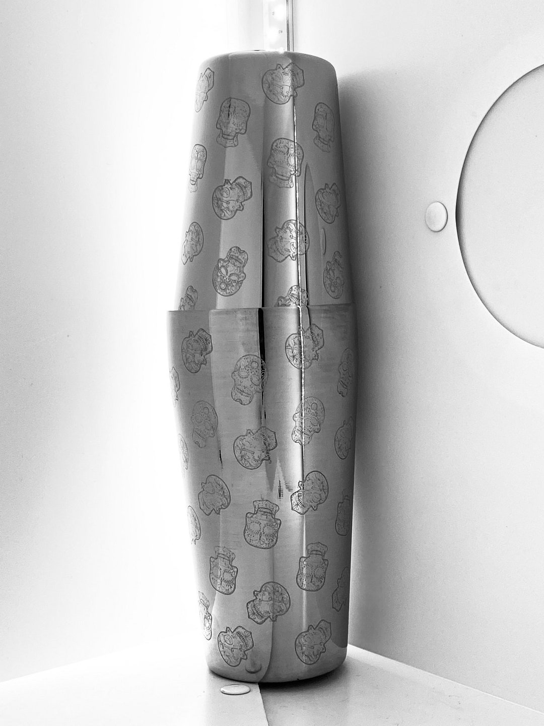 Bar Boss Tin on Tin Shaker Skull Themed Etsy