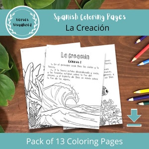 Spanish Bible Verse Coloring Pages! La Creación, The Creation, Genesis, RVR1960, Christian Coloring, Bible Memory Coloring, Downloadable