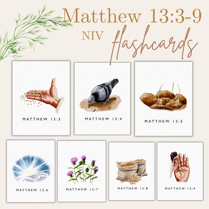 Parable of the Sower: NIV Flashcards and Coloring Pages - Etsy