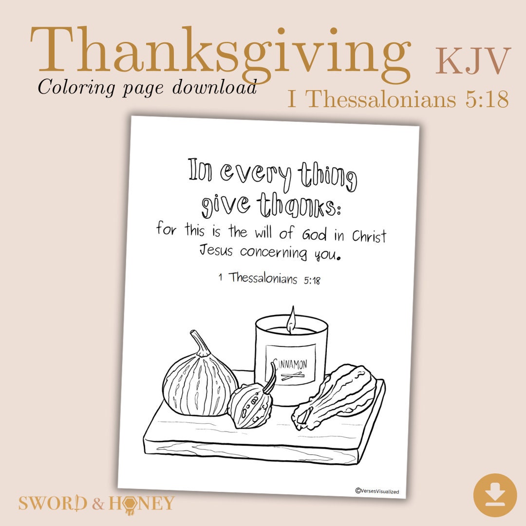 Thanksgiving Coloring Page, Bible Verse, KJV, Printable Christian Kid ...