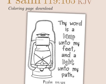 Bible Verse Coloring Page, Psalm 119, KJV, Printable Christian Kid's Activity, Memory Work Coloring, Downloadable Verse Card, Sunday School