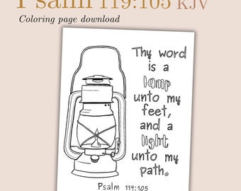 Página para colorir Salmo 119 KJV: atividade cristã para crianças (download digital)