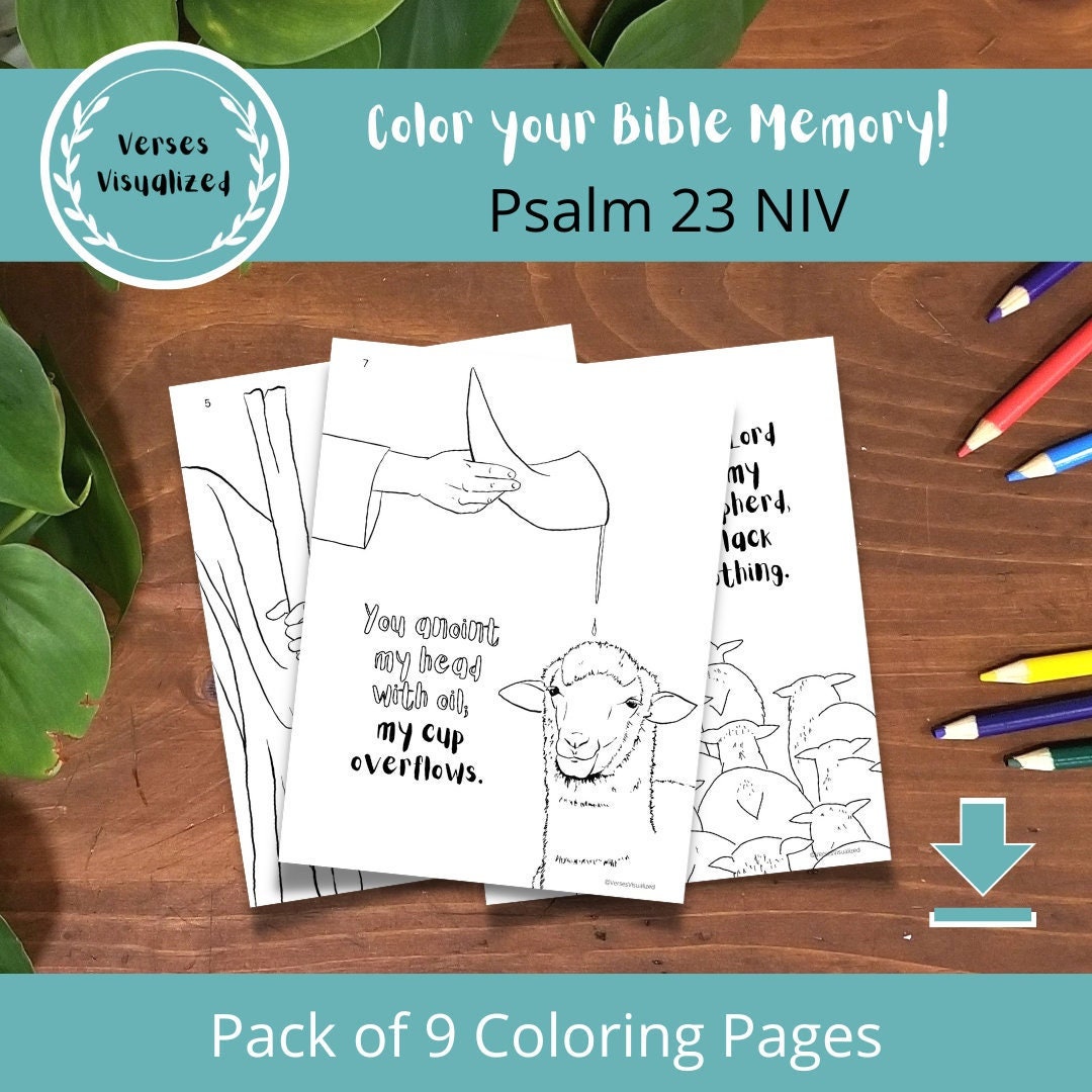 Psalm 23 NIV, Bible Verse Coloring Pages, Shepherd's Psalm, Printable Christian Coloring Book ...