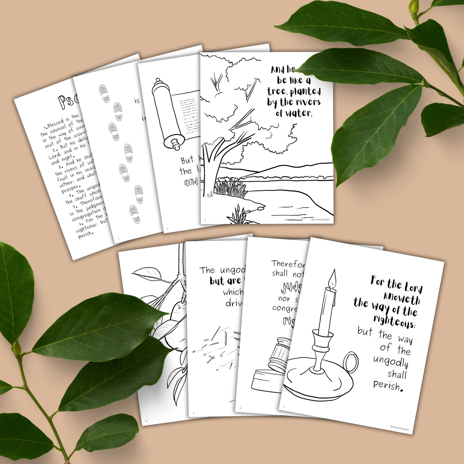 KJV Psalm 1 Coloring Pages, KJV Bible Verse Coloring Sheets, Christian ...