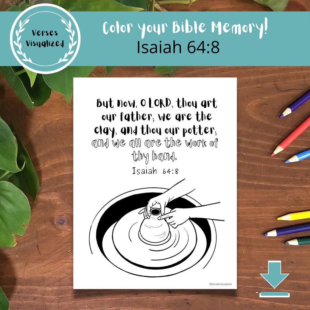 Bible Verse Coloring Page, Potter, Pottery Wheel, KJV, Printable Christian Kid's Activity