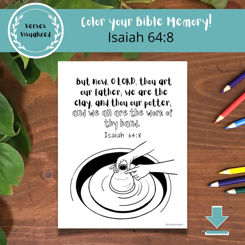 Bible Verse Coloring Page, Potter, Pottery Wheel, KJV, Printable