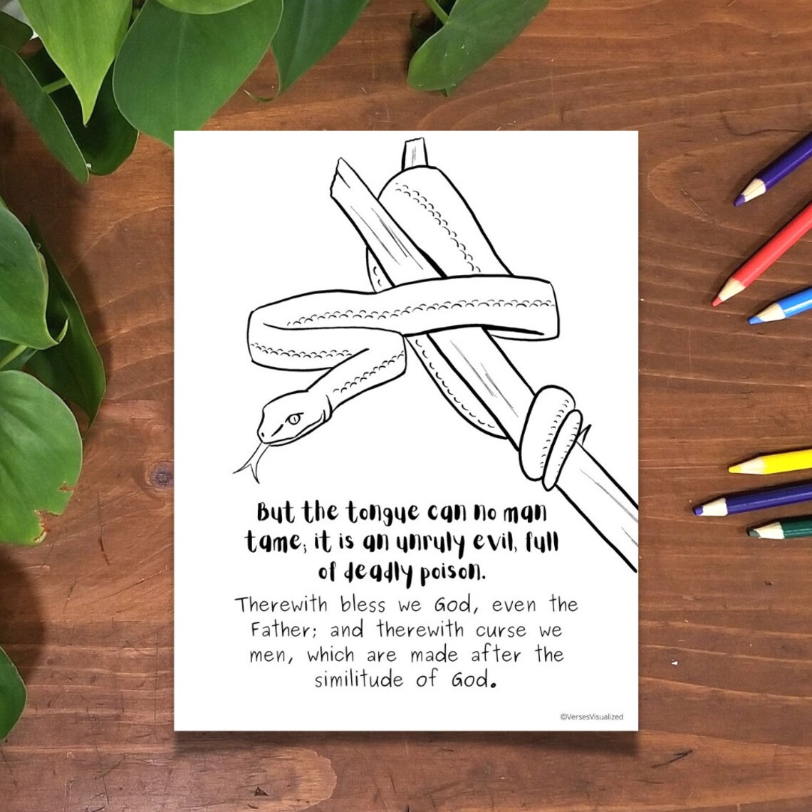 Bible Verse Pack of 10 Coloring Pages! James 3:1-12, KJV, Printable ...