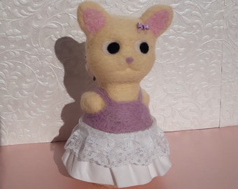 Unique One Of A Kind Needle Felted gift Original Cute Shy Cat Girl