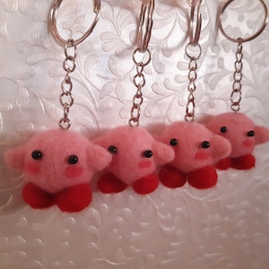 Needle Felted Small Kirby Thicc Kirby (keychain optional)