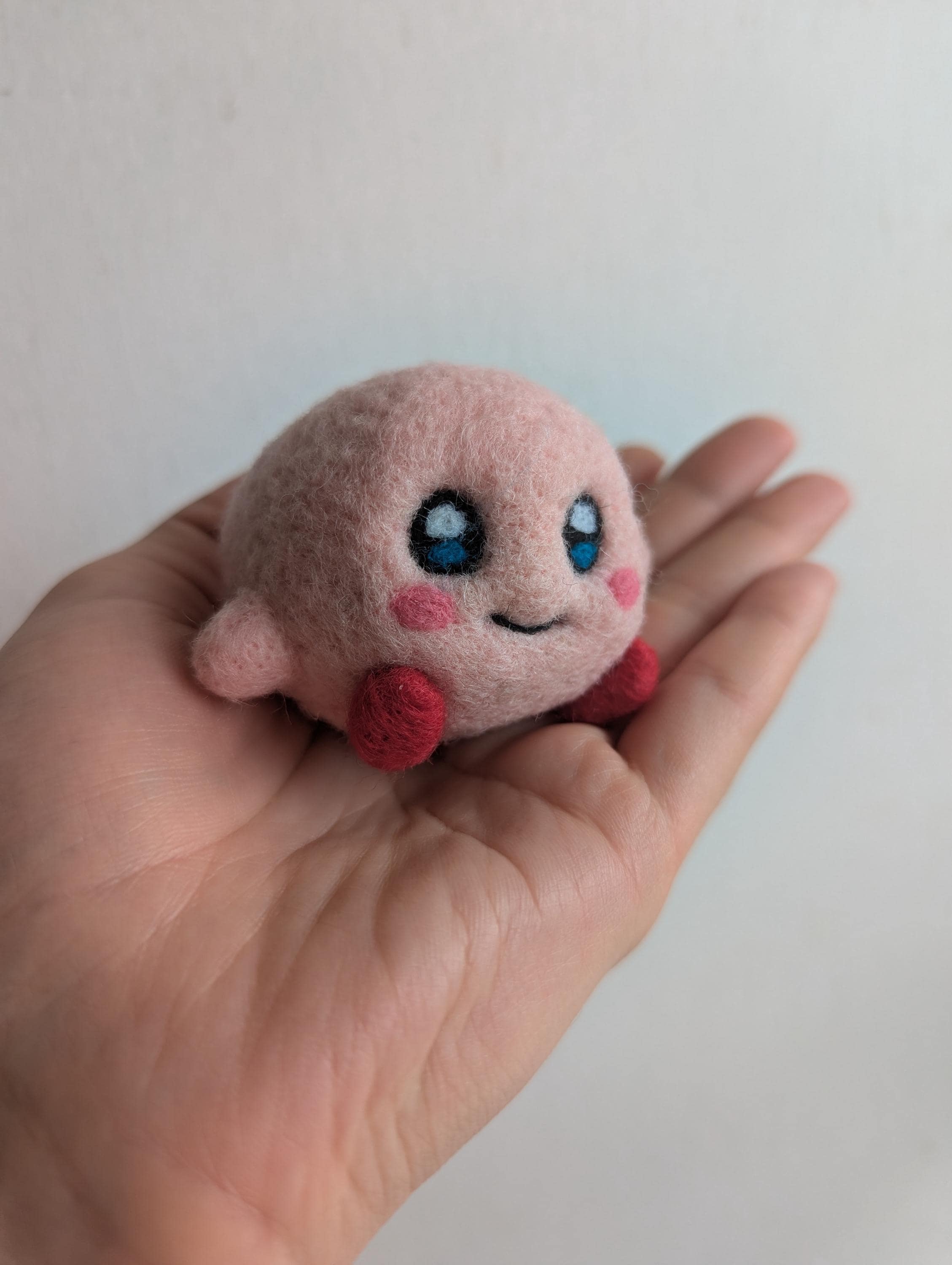Needlefelted Kirby - Lil Peach Thicc Bb - 100% Wool - Etsy