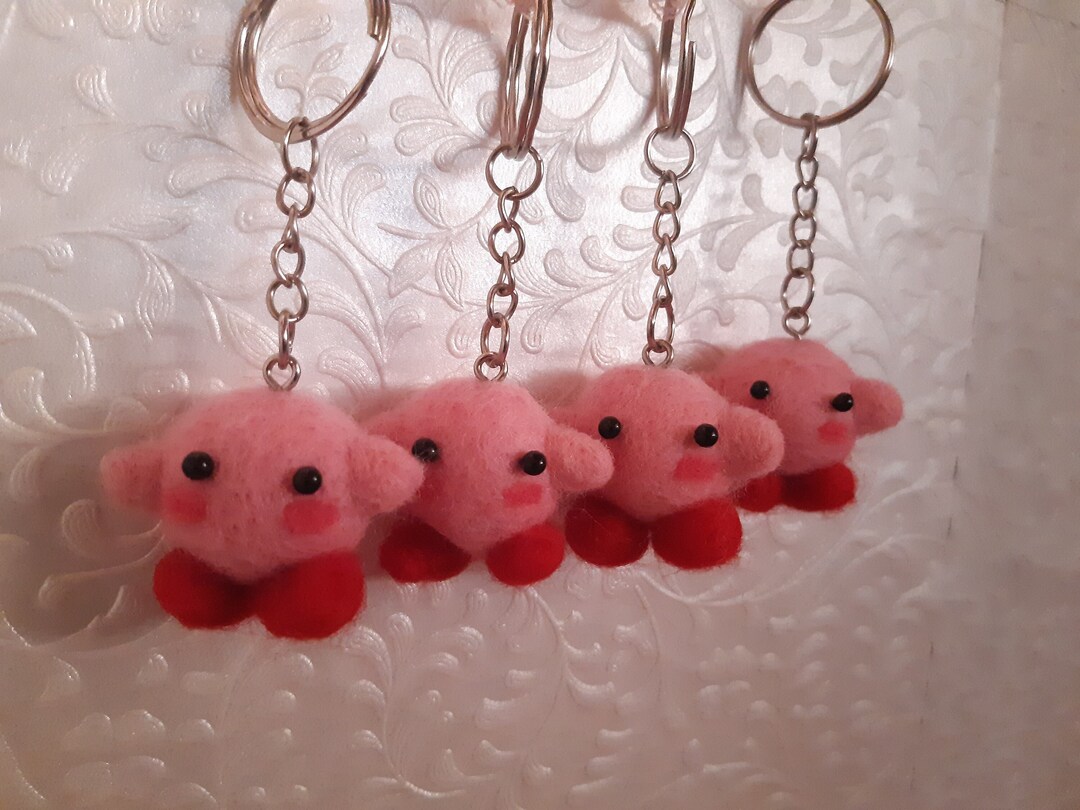 Needle Felted Small Kirby Thicc Kirby keychain Optional Etsy
