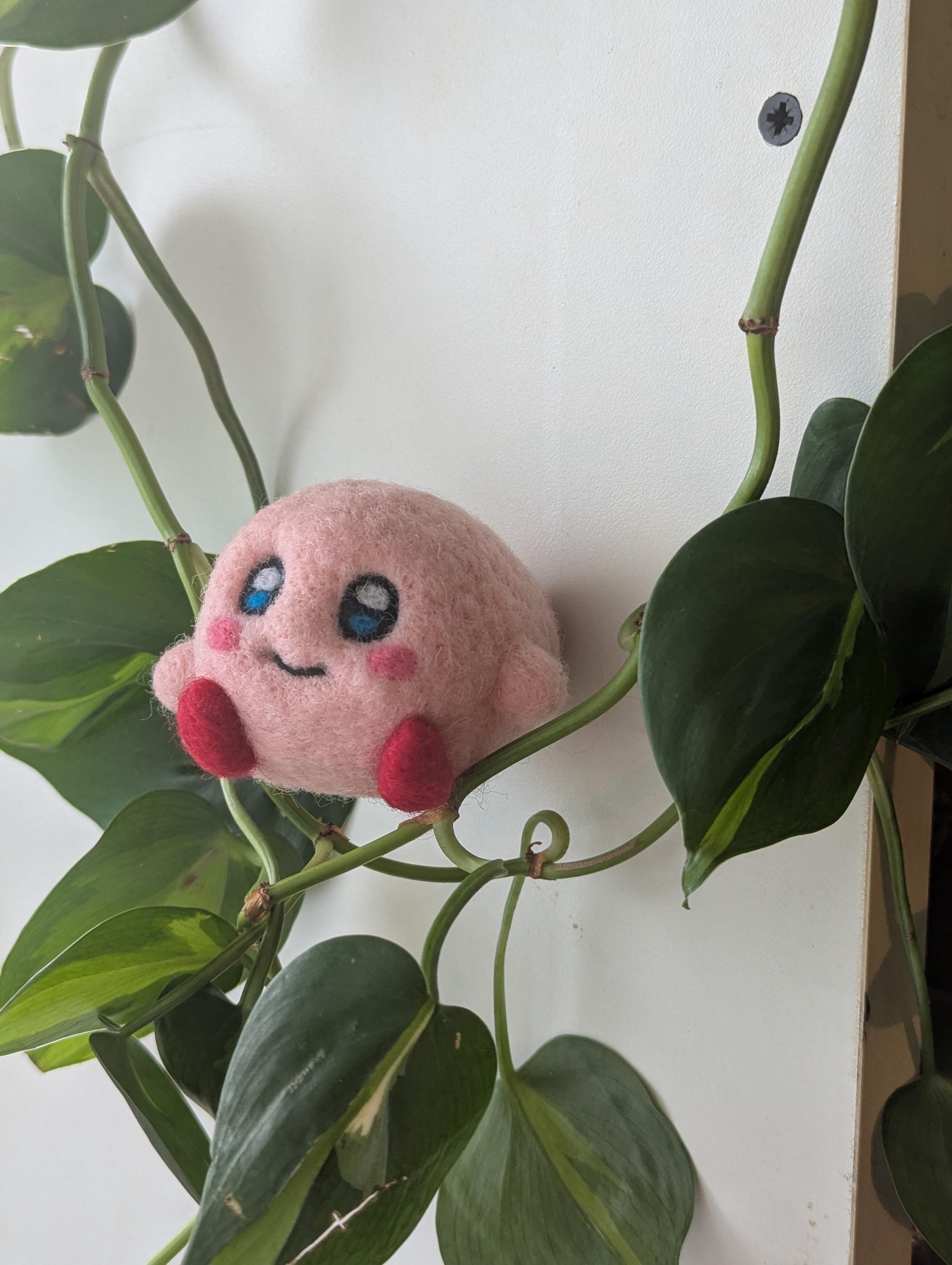 Needlefelted Kirby - Lil Peach Thicc Bb - 100% Wool - Etsy