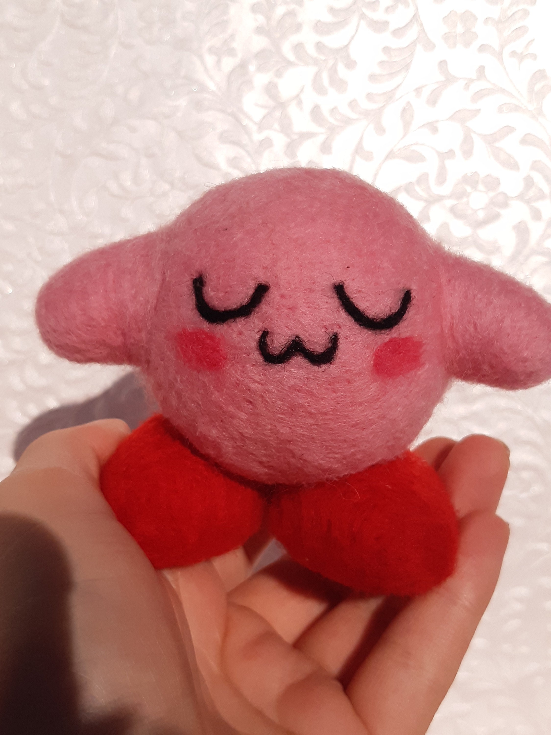 Uwu Needle Felted Kirby Etsy
