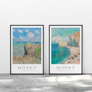 Claude Monet, Claude Monet French Artist, The Beach, Cliff Walk, Claude Monet Paintings, 2 Piece Wall Decor, Art Exhibition Poster
