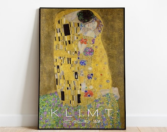 Gustav Klimt, Exhibition Poster, Klimt the Kiss, Gustav Klimt Digital Downloads, Famous Paintings Art Noveau, Gustave Klimt Paintings