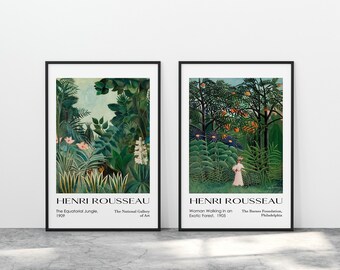 Henri Rousseau Exhibition Poster, Exotic Forest Gallery Wall Art Print Set of 2, Jungle Home Decor Digital Downloads