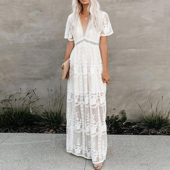 boho beige maxi dress