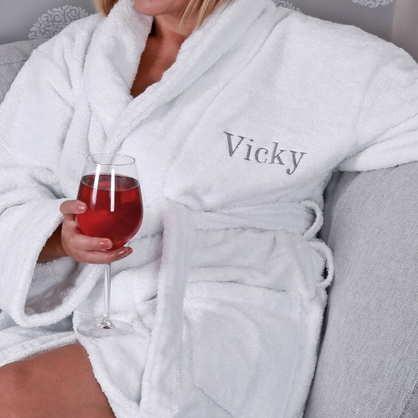 Personalised super soft white dressing gown/ bath robe