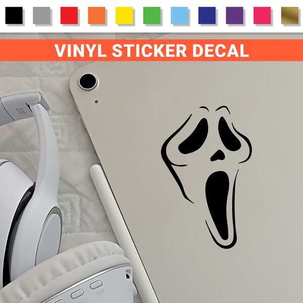 StickerManiac Scream Ghostface Car Decal – Halloween Horror Vinyl Sticker, Matte Finish