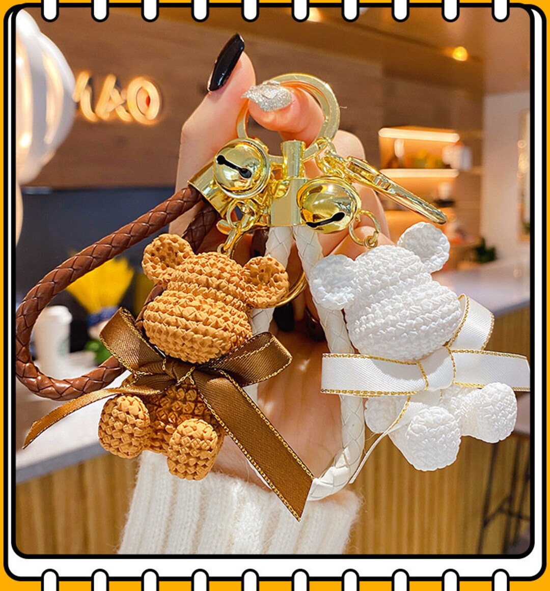 Luxury Keychain Brown Teddy Bear Keychain Teddy Bear Key Fob Etsy