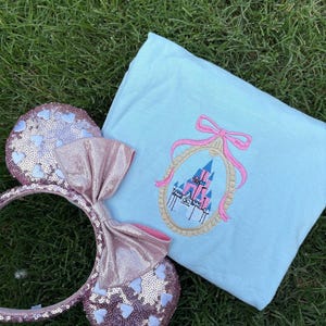 Embroidered Cinderella Castle T-Shirt: Magic Kingdom Coquette Tee