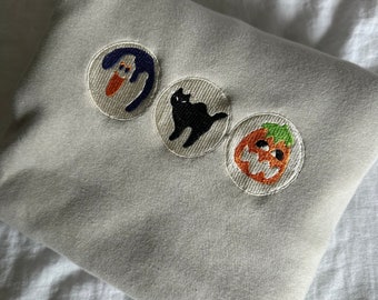 Halloween Sugar Cookie Embroidered Sweatshirt, Halloween Embroidered Crewneck Sweatshirt, Embroidered Adult Sweatshirt, Many Colors